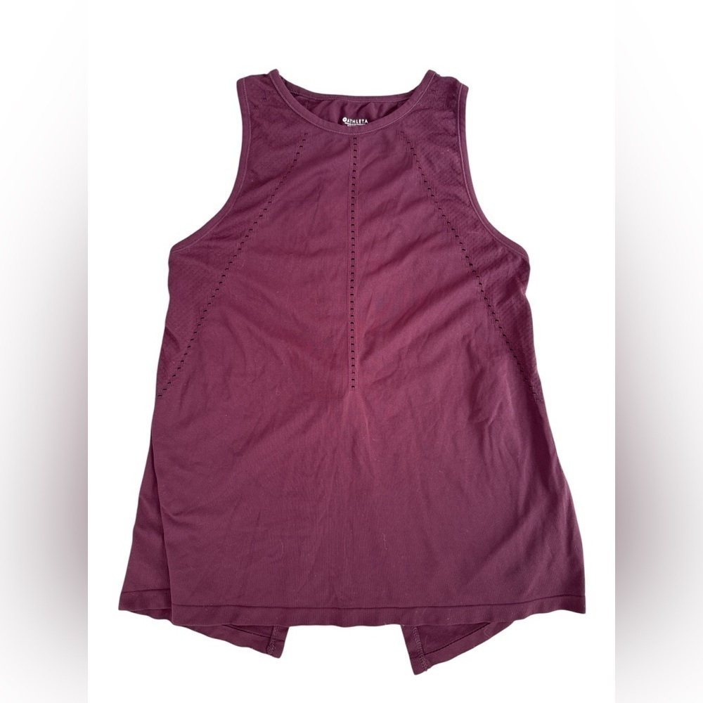 Athleta Foothill Crew Neck Split Back Tank Top. Burgundy Size Small
